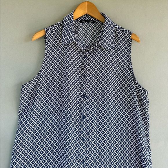 🎉5 for $45 🎉 Zac Rachel Top Blouse Shirt Size XL Navy - Picture 3 of 9